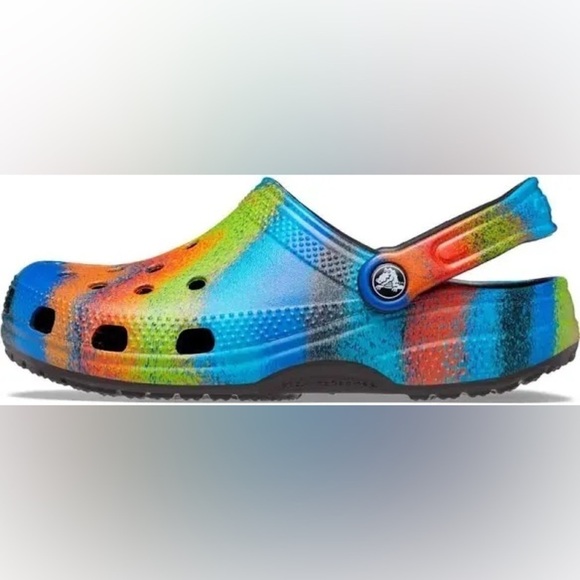 Crocs Classic Multicolor Tie-Spray Dye Graphic Clog, Big Kid 5M, NWOT - Picture 6 of 12